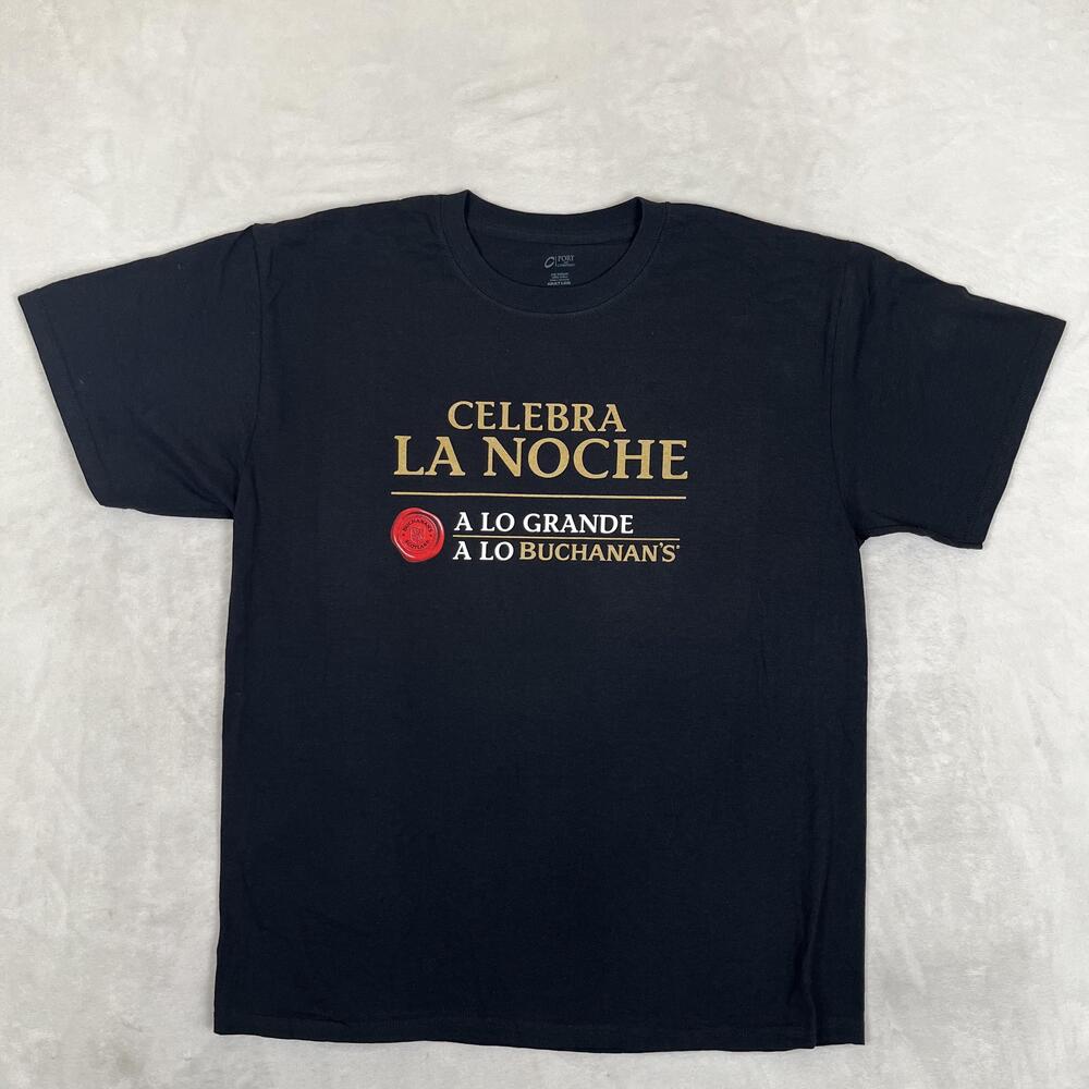 Buchanans Scotch Whiskey Promo T-Shirt Mens Large Black Celebra La Noche